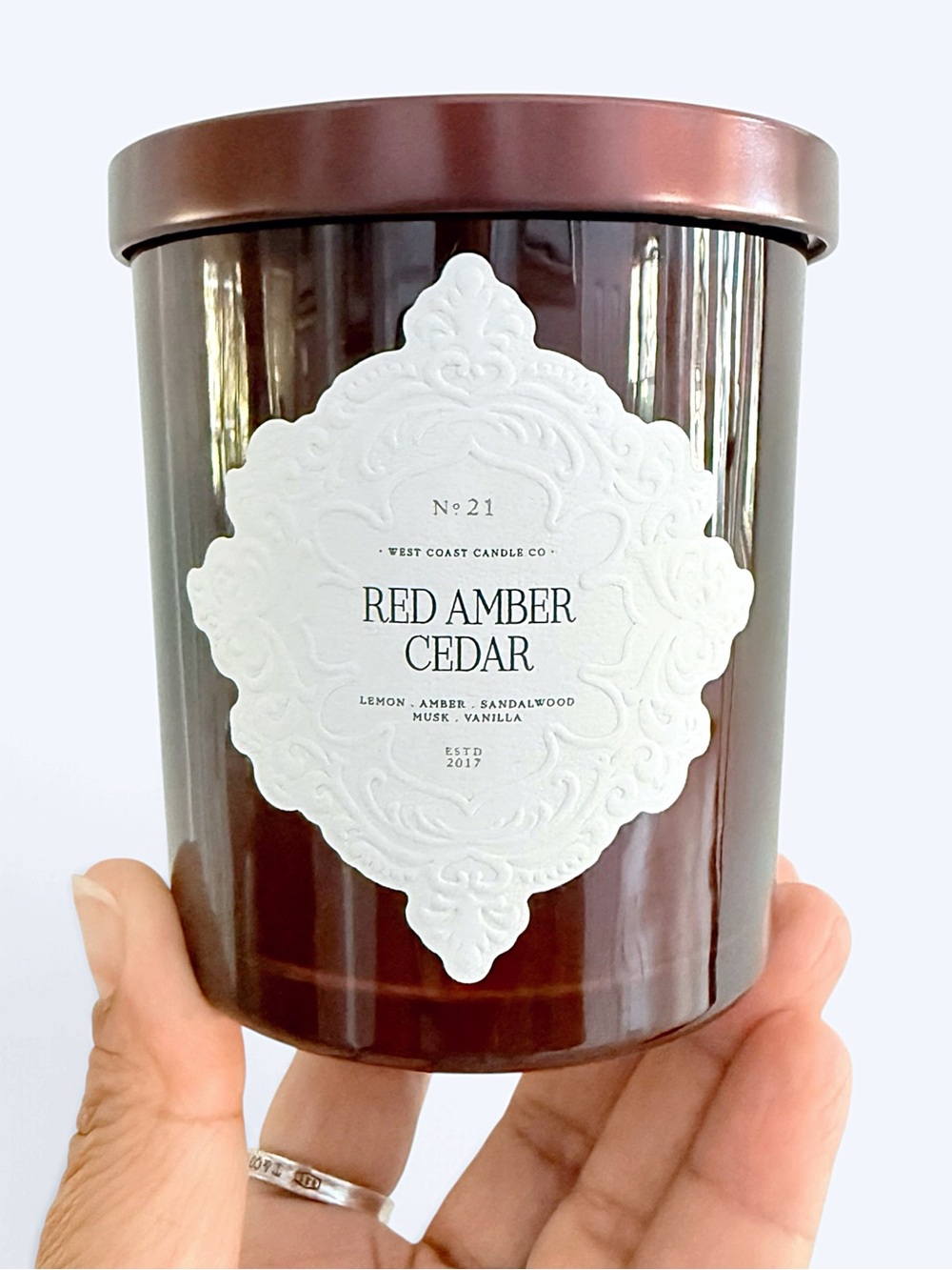 Leoben Company Red Amber Cedar No. 21 Luxury Scented Candle — Brown